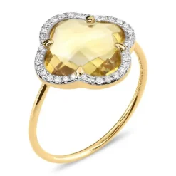 BAGUE VICTORIA DIAMANTS CITRINE + DIAMANTS OR JAUNE