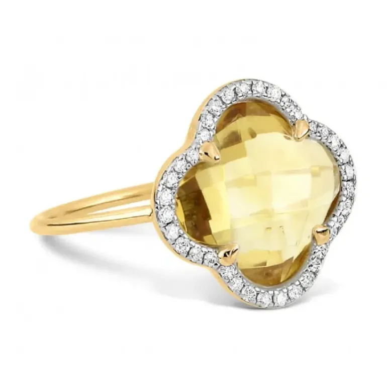 BAGUE VICTORIA DIAMANTS CITRINE + DIAMANTS OR JAUNE