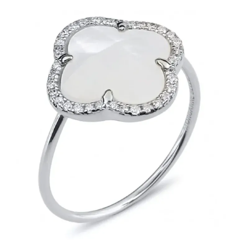 BAGUE VICTORIA DIAMANTS NACRE BLANCHE + DIAMANTS OR BLANC