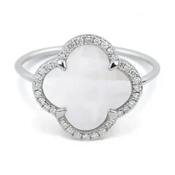 BAGUE VICTORIA DIAMANTS NACRE BLANCHE + DIAMANTS OR BLANC