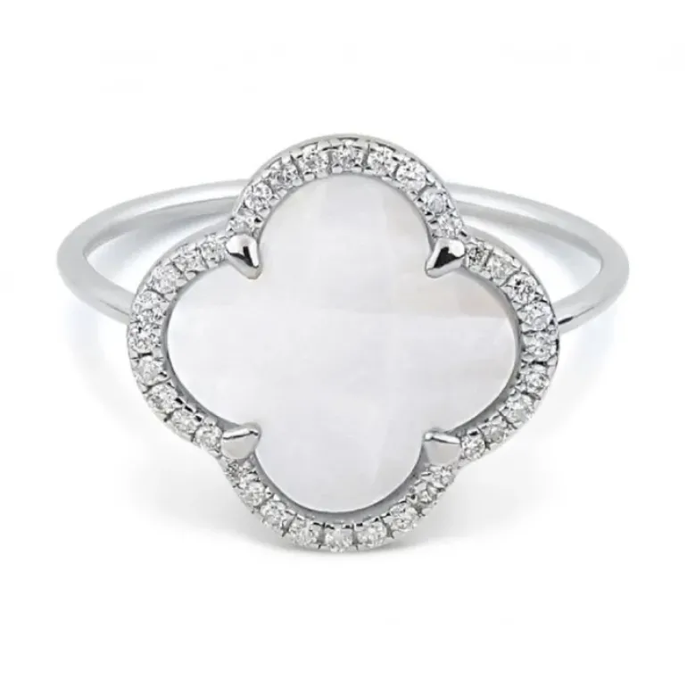 BAGUE VICTORIA DIAMANTS NACRE BLANCHE + DIAMANTS OR BLANC