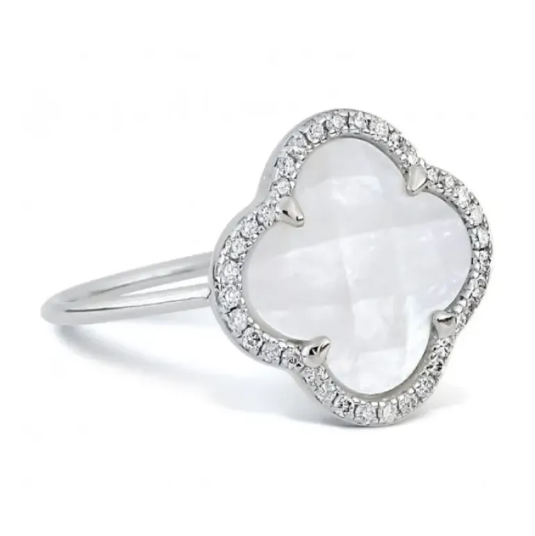 BAGUE VICTORIA DIAMANTS NACRE BLANCHE + DIAMANTS OR BLANC