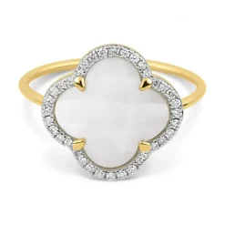 BAGUE VICTORIA DIAMANTS NACRE BLANCHE + DIAMANTS OR JAUNE