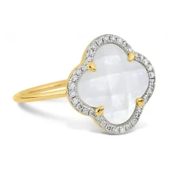 BAGUE VICTORIA DIAMANTS NACRE BLANCHE + DIAMANTS OR JAUNE