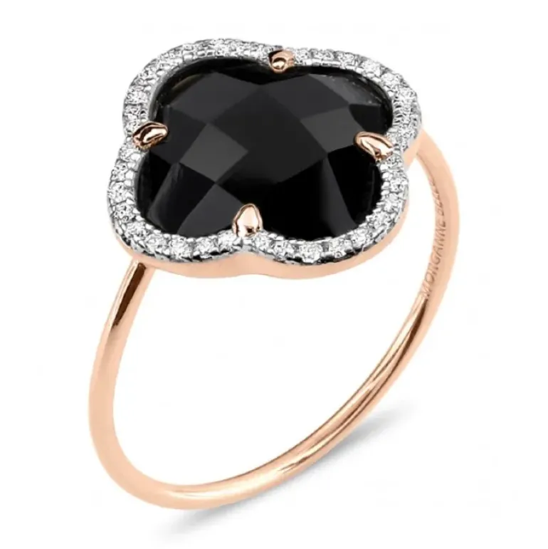 BAGUE VICTORIA DIAMANTS ONYX + DIAMANTS OR ROSE