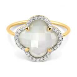BAGUE VICTORIA DIAMANTS OPALE ETHIOPIENNE + DIAMANTS OR JAUNE
