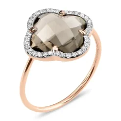 BAGUE VICTORIA DIAMANTS QUARTZ FUME + DIAMANTS OR ROSE