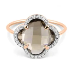 BAGUE VICTORIA DIAMANTS QUARTZ FUME + DIAMANTS OR ROSE