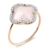 BAGUE VICTORIA DIAMANTS QUARTZ ROSE MILKY + DIAMANTS OR ROSE