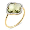 BAGUE VICTORIA DIAMANTS QUARTZ OLIVE + DIAMANTS OR JAUNE