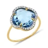 BAGUE VICTORIA DIAMANTS TOPAZE (swiss blue) + DIAMANTS OR JAUNE