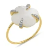 BAGUE VICTORIA LYS NACRE BLANCHE ET DIAMANTS OR JAUNE