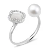 BAGUE VICTORIA PERLES ET NACRE BLANCHE + DIAMANTS OR BLANC