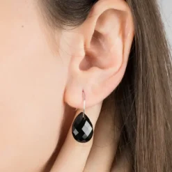 BOUCLES D'OREILLES ALMA OR BLANC ET ONYX