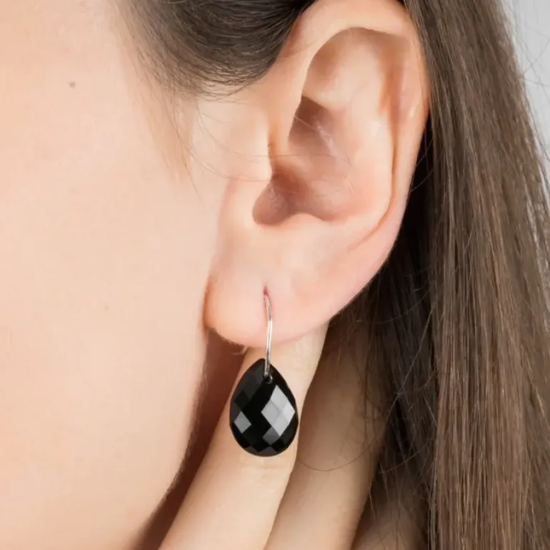 BOUCLES D'OREILLES ALMA OR BLANC ET ONYX
