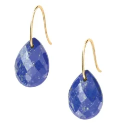 BOUCLES D'OREILLES ALMA OR JAUNE LAPIS LAZULI