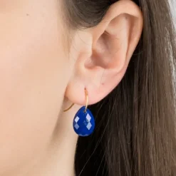 BOUCLES D'OREILLES ALMA OR JAUNE LAPIS LAZULI