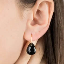 BOUCLES D'OREILLES ALMA OR JAUNE ONYX