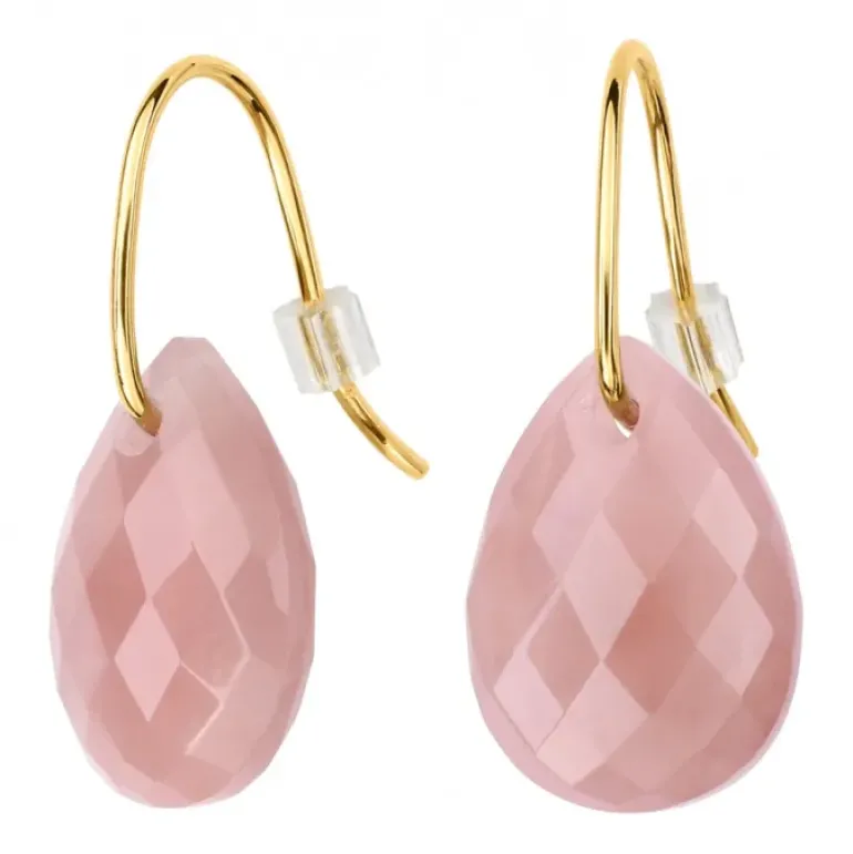 BOUCLES D'OREILLES ALMA OR JAUNE QUARTZ GUAVA