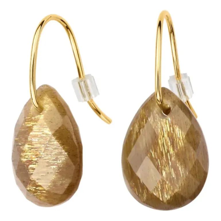 BOUCLES D'OREILLES ALMA OR JAUNE PIERRE DE SOLEIL