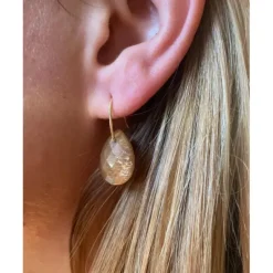 BOUCLES D'OREILLES ALMA OR JAUNE PIERRE DE SOLEIL