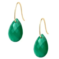 BOUCLES D'OREILLES ALMA OR JAUNE ET AGATE VERTE