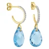 BOUCLES D'OREILLES ALMA OR JAUNE TOPAZE SWISS BLUE ET DIAMANTS