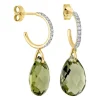 BOUCLES D'OREILLES ALMA OR JAUNE QUARTZ OLIVE ET DIAMANTS