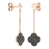 BOUCLES D'OREILLES PENDANTES SERTI DIAMANTS NOIRS OR ROSE