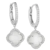 BOUCLES D'OREILLES PENDANTES VICTORIA DIAMANTS NACRE BLANCHE + DIAMANTS OR BLANC