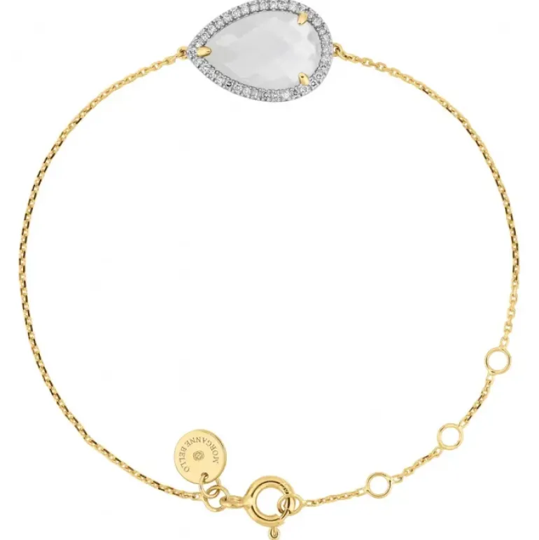 BRACELET ALMA NACRE BLANCHE ET DIAMANTS OR JAUNE