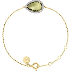 BRACELET ALMA QUARTZ OLIVE ET DIAMANTS OR JAUNE