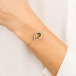 BRACELET ALMA QUARTZ OLIVE ET DIAMANTS OR JAUNE