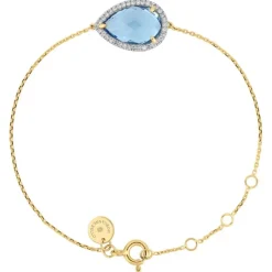 BRACELET ALMA TOPAZE SWISS BLUE ET DIAMANTS OR JAUNE