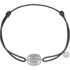 BRACELET AURORE CORDON GRIS PDL GRISE COUSSIN + DIAMANTS OR BLANC