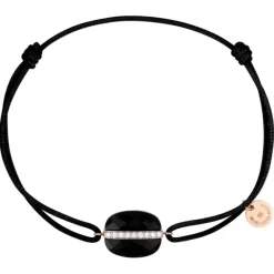 BRACELET AURORE CORDON NOIR ONYX COUSSIN + DIAMANTS OR ROSE