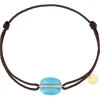 BRACELET AURORE CORDON TAUPE TURQUOISE COUSSIN + DIAMANTS OR JAUNE