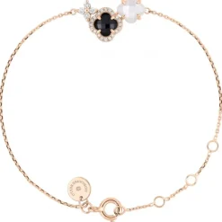 BRACELET BOUQUET ONYX & DIAMANTS ET NACRE BLANCHE + DIAMANTS OR ROSE
