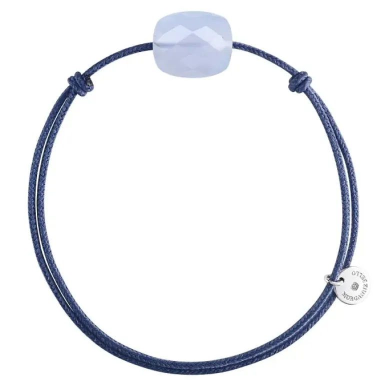 BRACELET CORDON BLEU JEAN COUSSIN AGATE BLEUE DENTELLE