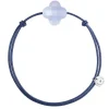 BRACELET CORDON BLEU JEAN TREFLE AGATE BLEUE DENTELLE