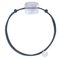 BRACELET CORDON BLEU JEAN COUSSIN OVERSIZE AGATE BLEUE DENTELLE