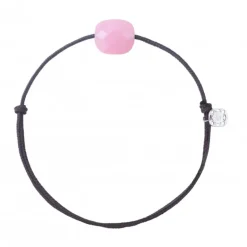 BRACELET CORDON BRUN COUSSIN OPALE ROSE