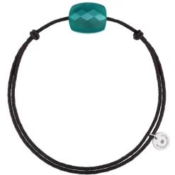 BRACELET CORDON CHOCOLAT COUSSIN AGATE VERTE