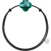 BRACELET CORDON CHOCOLAT TREFLE AGATE VERTE