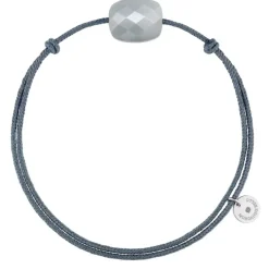 BRACELET CORDON GRIS COUSSIN PIERRE DE LUNE GRISE
