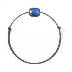 BRACELET CORDON GRIS COUSSIN LABRADORITE NOIRE