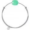 BRACELET CORDON GRIS SOURIS COUSSIN CHRYSOPRASE MENTHE