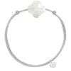 BRACELET CORDON GRIS SOURIS TREFLE PIERRE DE LUNE BLANCHE