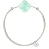 BRACELET CORDON GRIS SOURIS TRÈFLE CHRYSOPRASE MENTHE