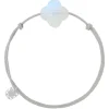 BRACELET CORDON GRIS SOURIS TREFLE PIERRE DE LUNE ARC EN CIEL